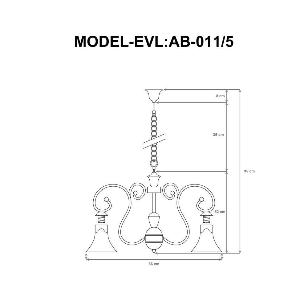 ไฟช่อ EVL AB-011/5 สีดำ/ทอง 5 หัว