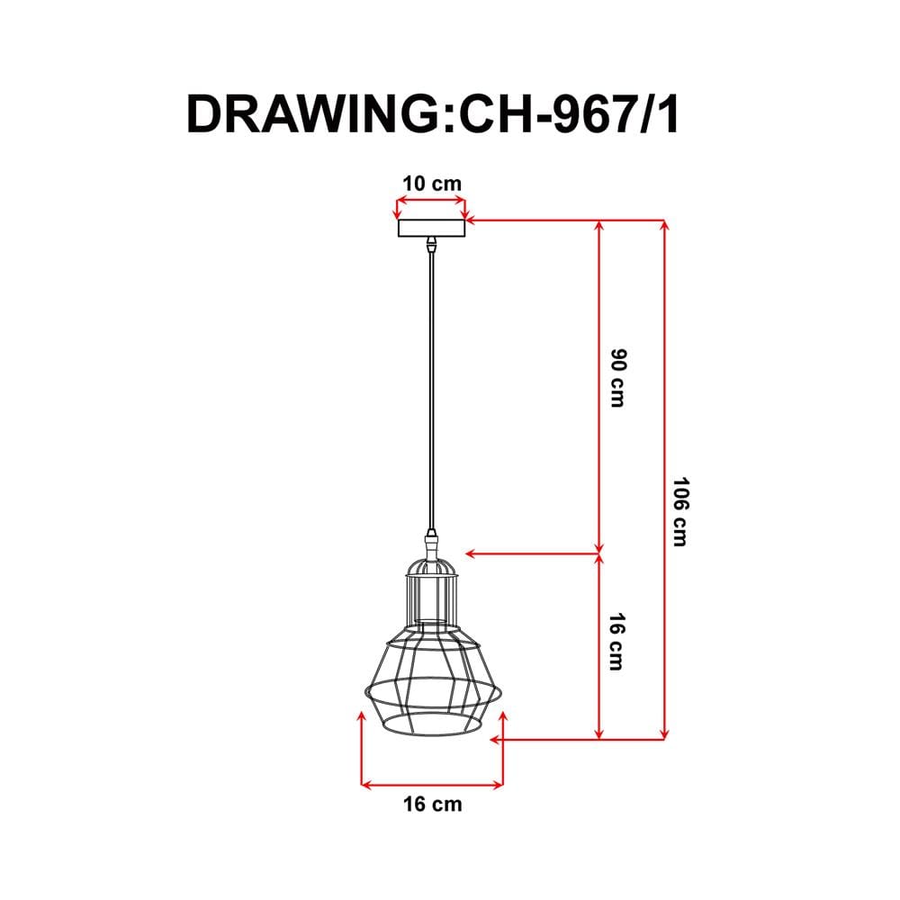 ไฟช่อ EVL CH-967/1 สีดำ 1 หัว