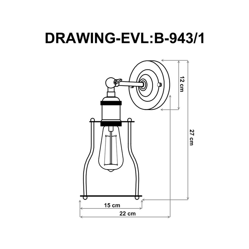 ไฟกิ่งภายใน EVL B-943-1 สีดำ/เหลืองอำพัน 1 หัว