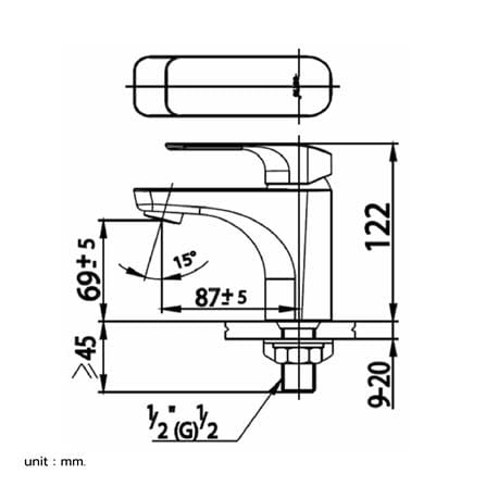 ก๊อกอ่างล้างหน้าเดี่ยว COTTO CT1131A(HM) สีโครม_1