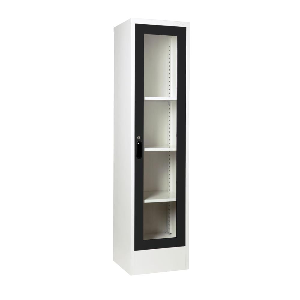 ตู้เหล็กสูงบานเปิดกระจก KIOSK LT-004 สีขาว/ดำ