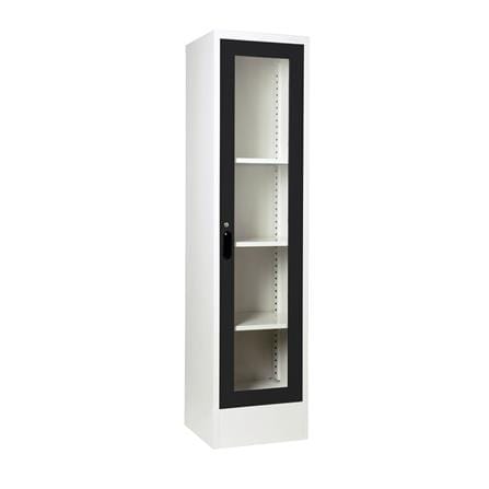 ตู้เหล็กสูงบานเปิดกระจก KIOSK LT-004 สีขาว/ดำ_0