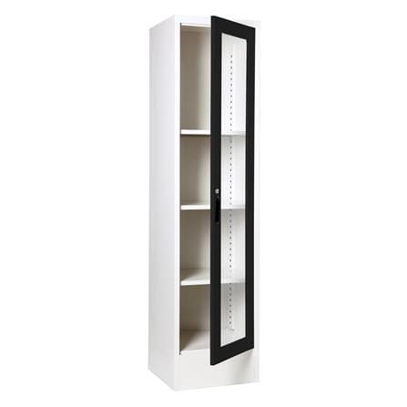 ตู้เหล็กสูงบานเปิดกระจก KIOSK LT-004 สีขาว/ดำ_1