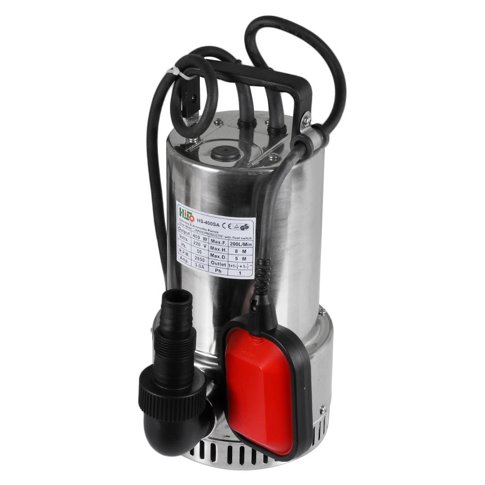 ปั๊มจุ่มน้ำสะอาด พร้อมลูกลอย HISO HS-400SA 400 วัตต์