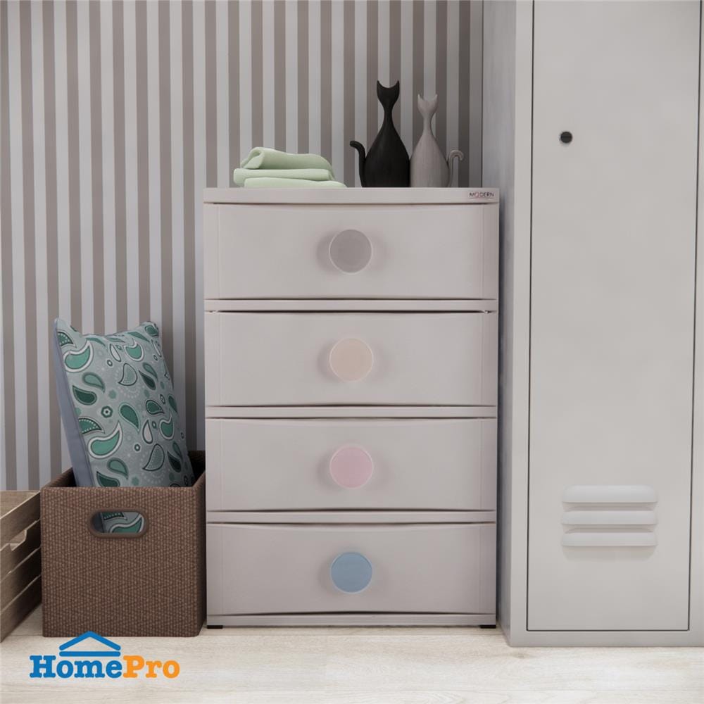 ตู้ลิ้นชัก 4 ชั้น มีล้อ STACKO C5 45x56x85 ซม. สีขาว