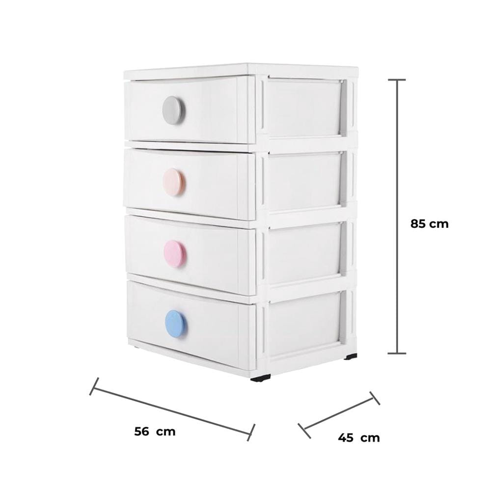 ตู้ลิ้นชัก 4 ชั้น มีล้อ STACKO C5 45x56x85 ซม. สีขาว