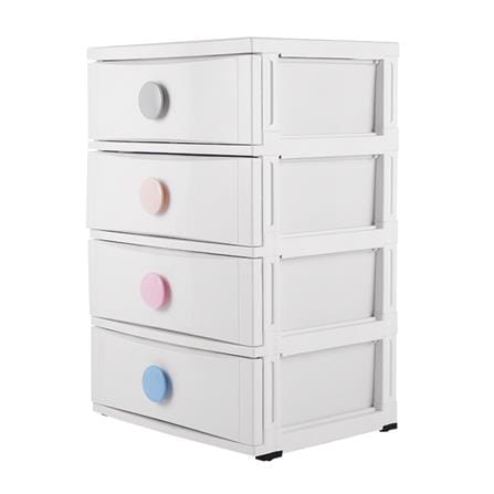 ตู้ลิ้นชัก 4 ชั้น มีล้อ STACKO C5 45x56x85 ซม. สีขาว_0