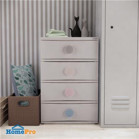 ตู้ลิ้นชัก 4 ชั้น มีล้อ STACKO C5 45x56x85 ซม. สีขาว_5