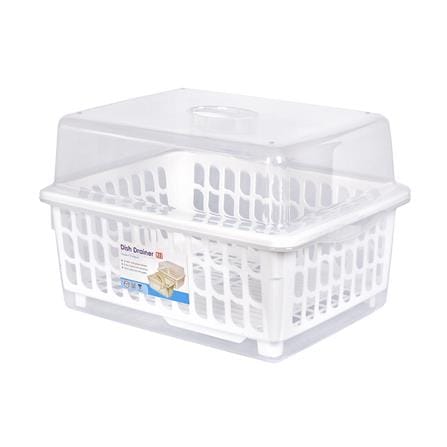 ชั้นคว่ำจานพลาสติกมีฝาครอบ JCJ NEW2400 สีขาว_0