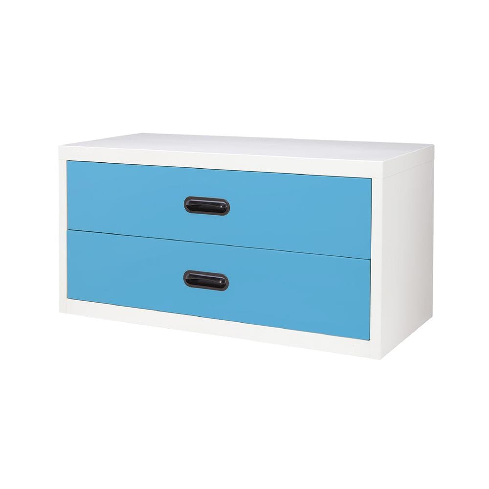 ตู้ลิ้นชักเหล็ก 2 ลิ้นชัก KIOSK USB-4 สีขาว/ฟ้า