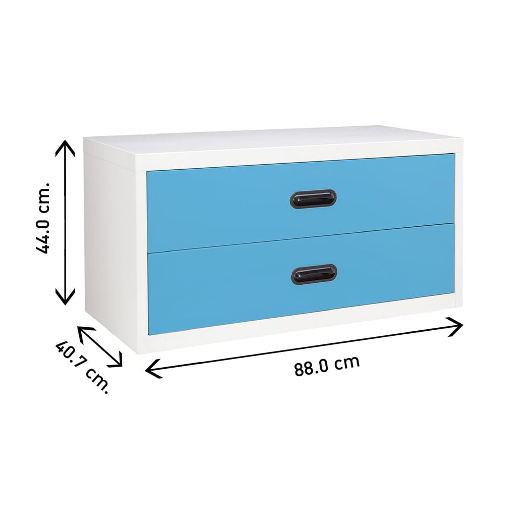 ตู้ลิ้นชักเหล็ก 2 ลิ้นชัก KIOSK USB-4 สีขาว/ฟ้า