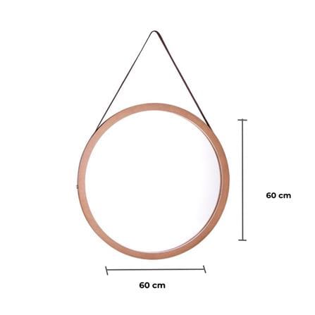 กระจกเงากรอบไม้กลมสายหนัง MOYA TK-ML-A01 60x60 ซม._5