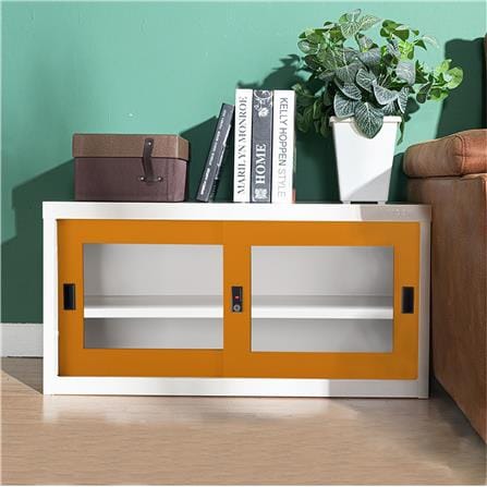 ตู้เหล็กบานเลื่อนกระจก KIOSK USB-2 OR สีขาว/ส้ม_4