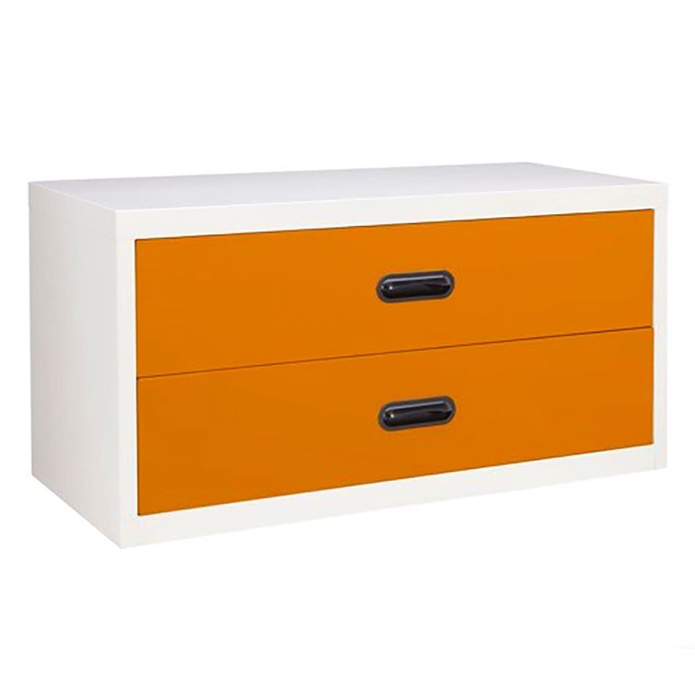 ตู้ลิ้นชักเหล็ก 2 ลิ้นชัก KIOSK USB-4 สีขาว/ส้ม
