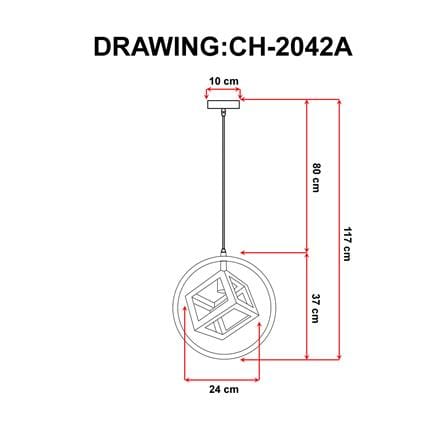 ไฟช่อ EVL CH-2042A สีดำ 1 หัว_2