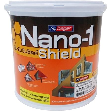 สีน้ำทาภายนอก BEGER NANO1 SHIELD BASE A กึ่งเงา 3.5 ลิตร_0