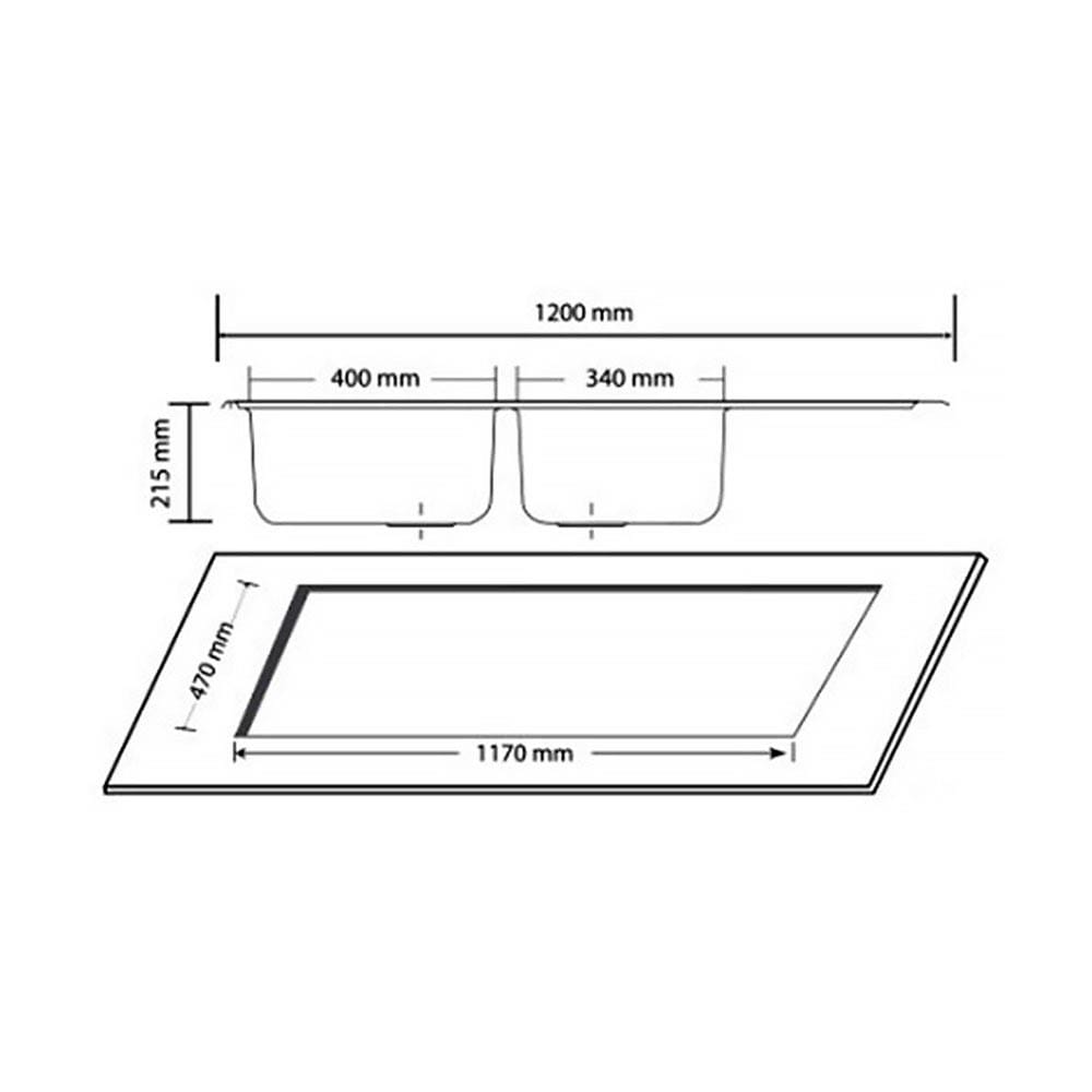 ซิงค์ฝัง 2หลุม 1ที่พัก AXIA MARINA 120 สเตนเลส