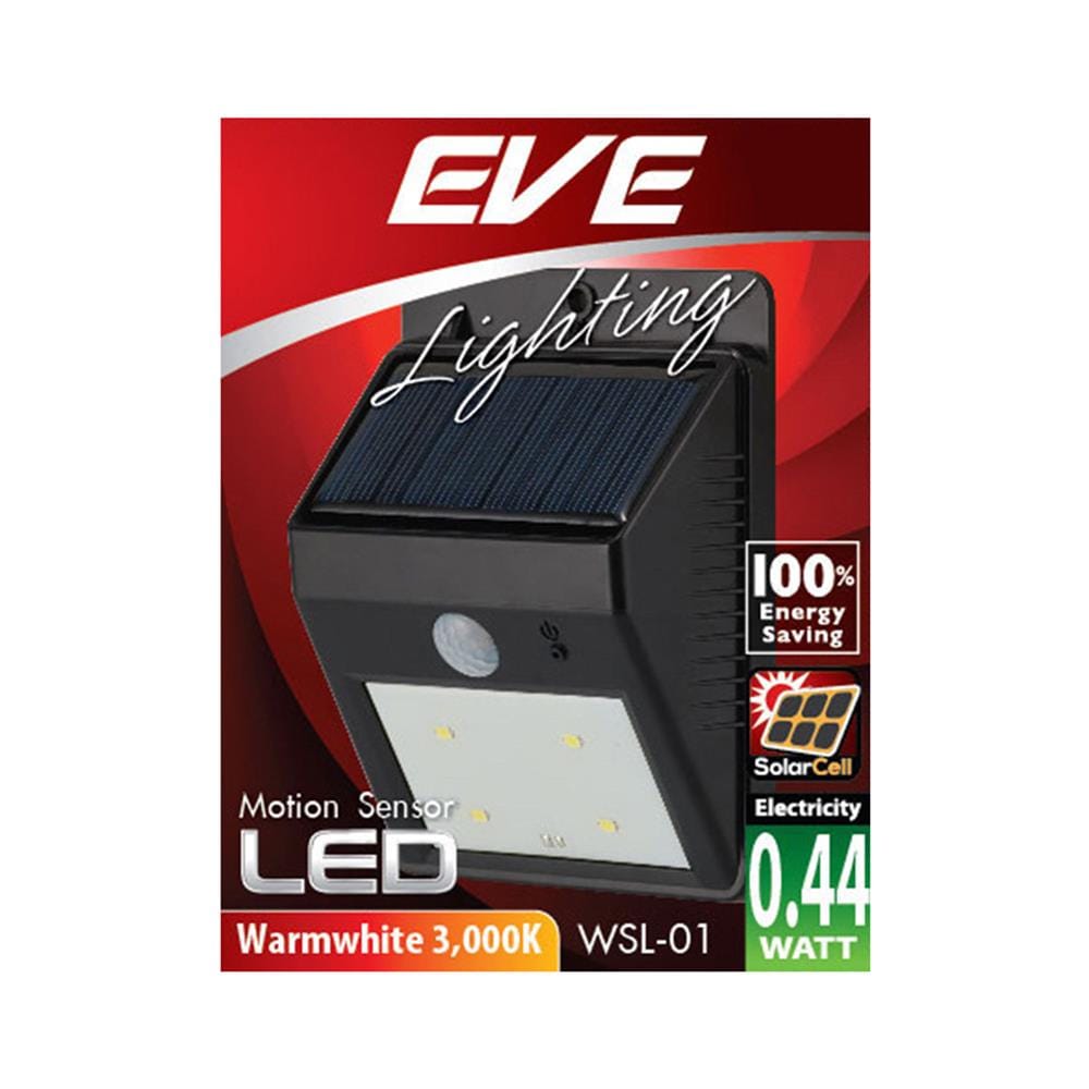 SOLAR OUTDOOR WALL LIGHT EVE WSL-01 0.44W WARM WHITE BLACK