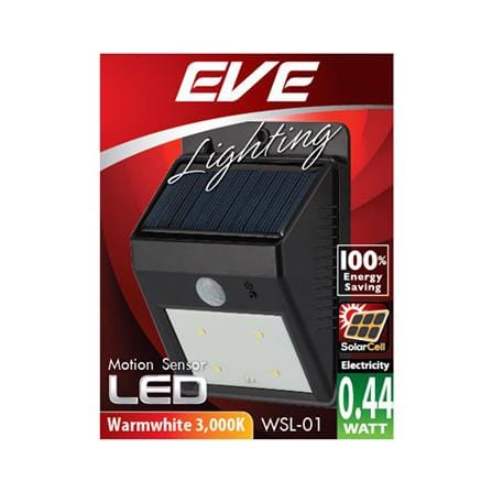 SOLAR OUTDOOR WALL LIGHT EVE WSL-01 0.44W WARM WHITE BLACK_1