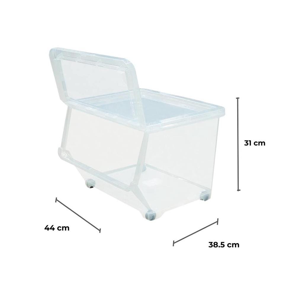 กล่องเก็บของ มีล้อ ฝาหน้า STACKO 70552 ไซซ์ L สีใส