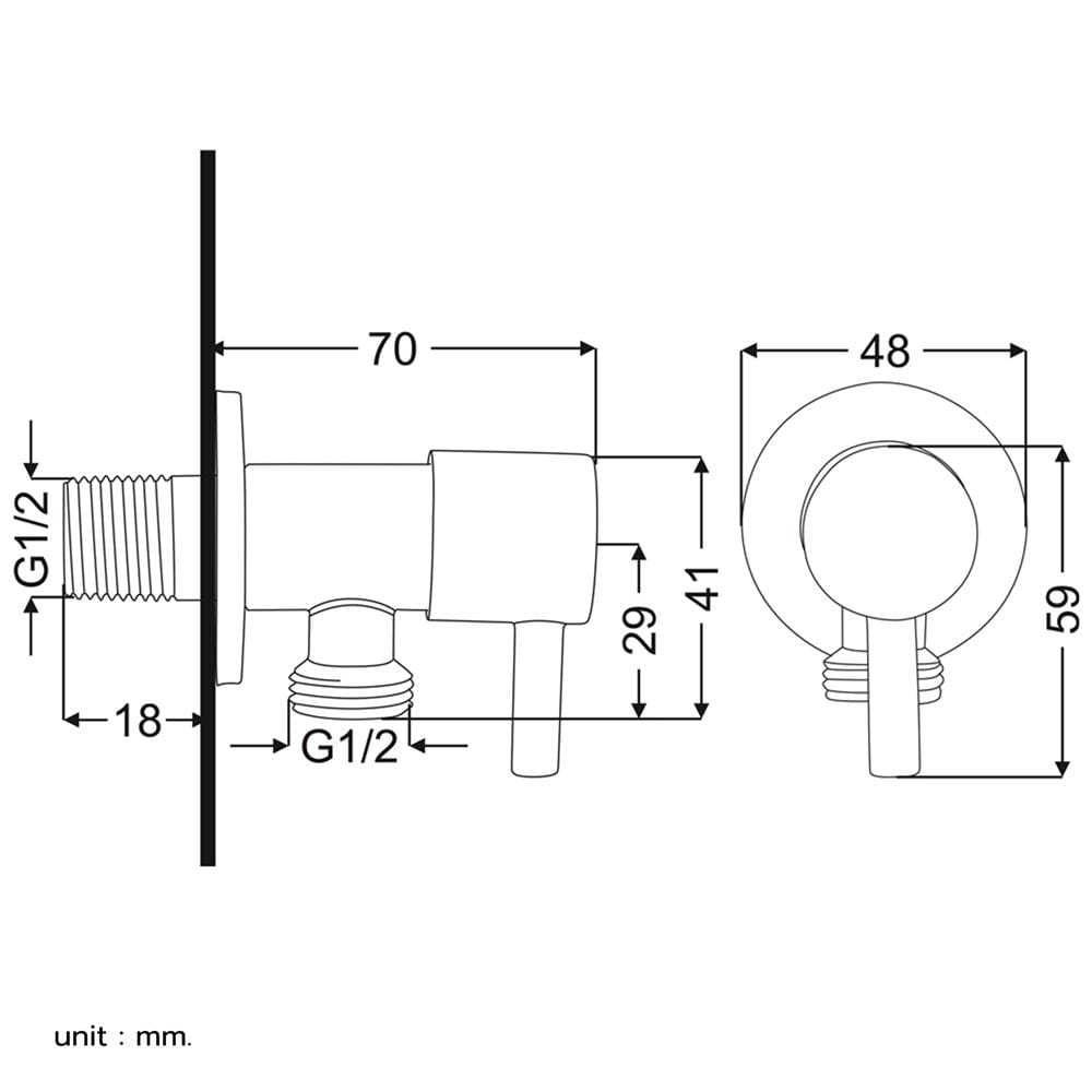 วาล์วฝักบัว 1 ทาง RASLAND RS KS572