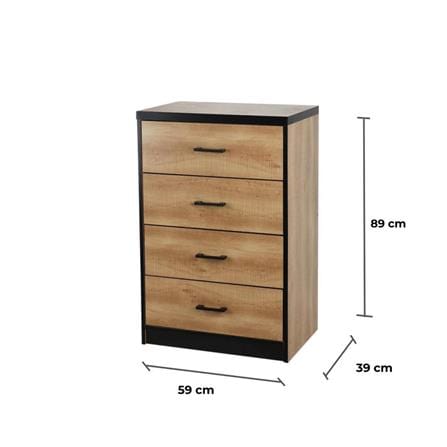 ตู้ลิ้นชัก 4 ลิ้นชัก FURDINI HAZEL สี LOFT TEAK_7