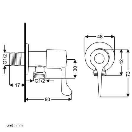 วาล์วฝักบัว 1 ทาง RASLAND RS KS577_4