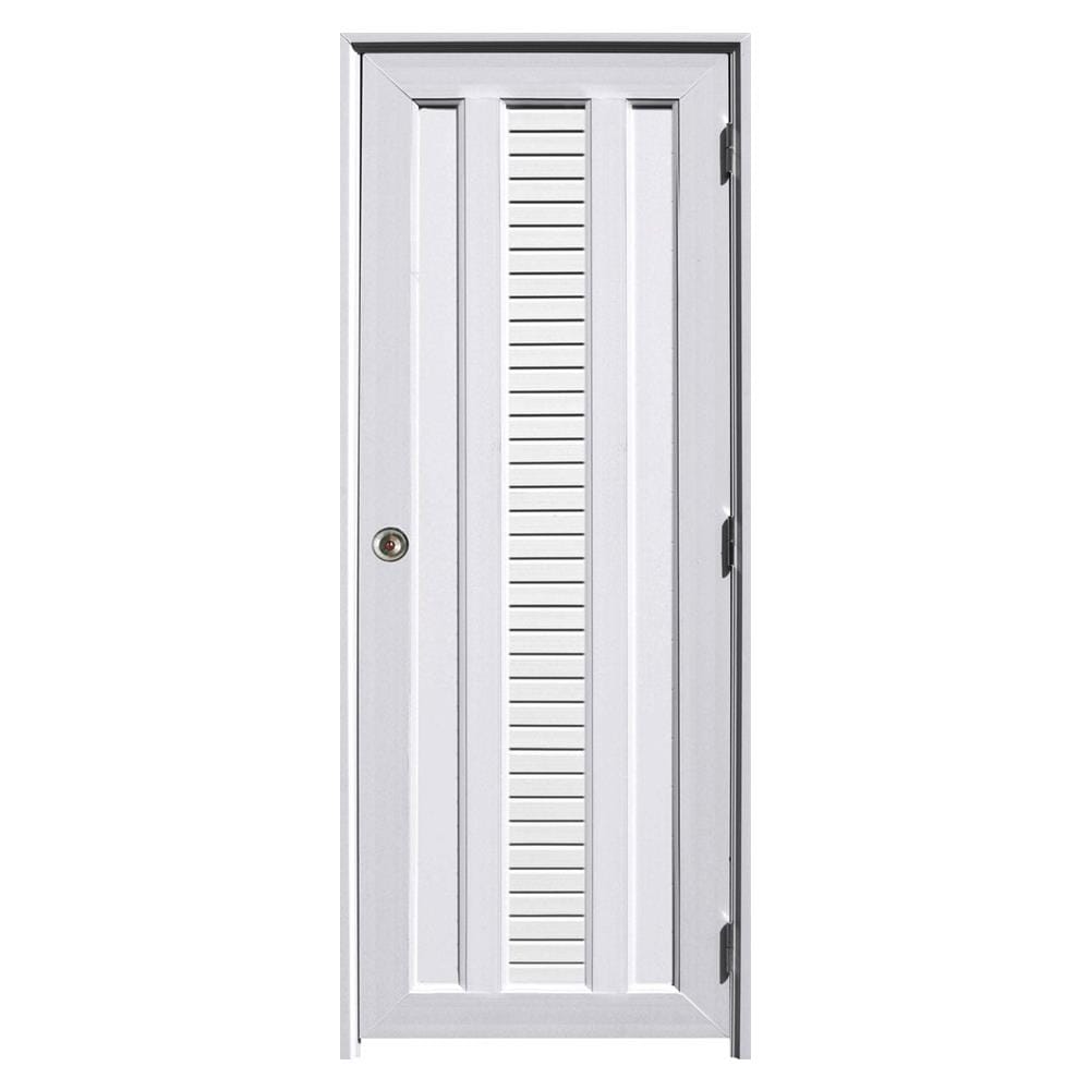 ชุดประตูห้องน้ำ UPVC ECO-DOOR UB3L 70X200 ซม. สีขาว พร้อมวงกบ-บานพับประกอบสำเร็จ (และ ลูกบิด)