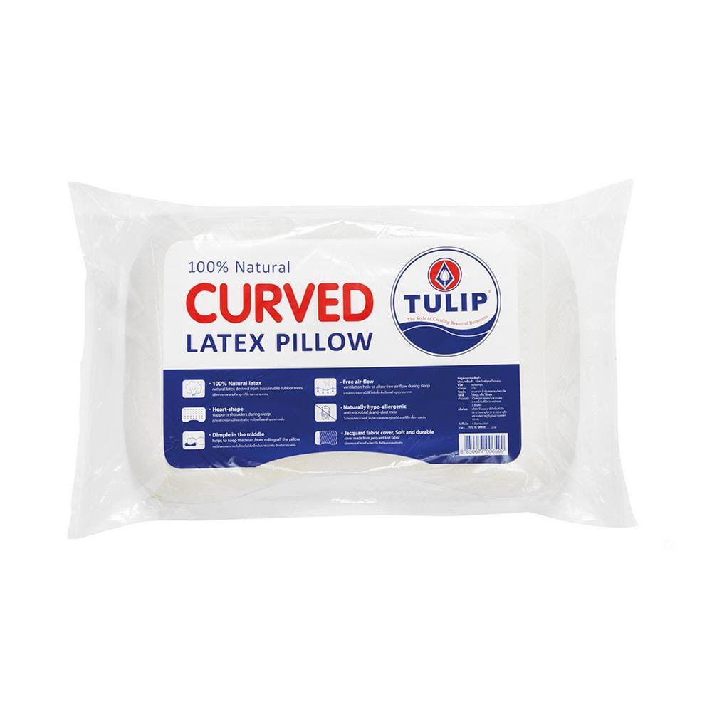 หมอนสุขภาพ ยางพารา TULIP CURVED 00659 13x20 นิ้ว สีขาว