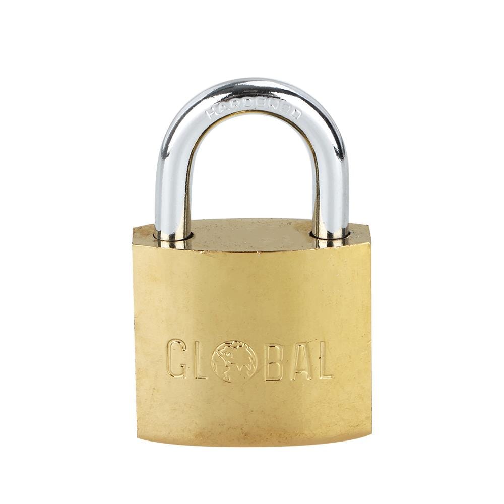 กุญแจสปริง GLOBAL 32 มม. สีทองเหลืองขัดเงา