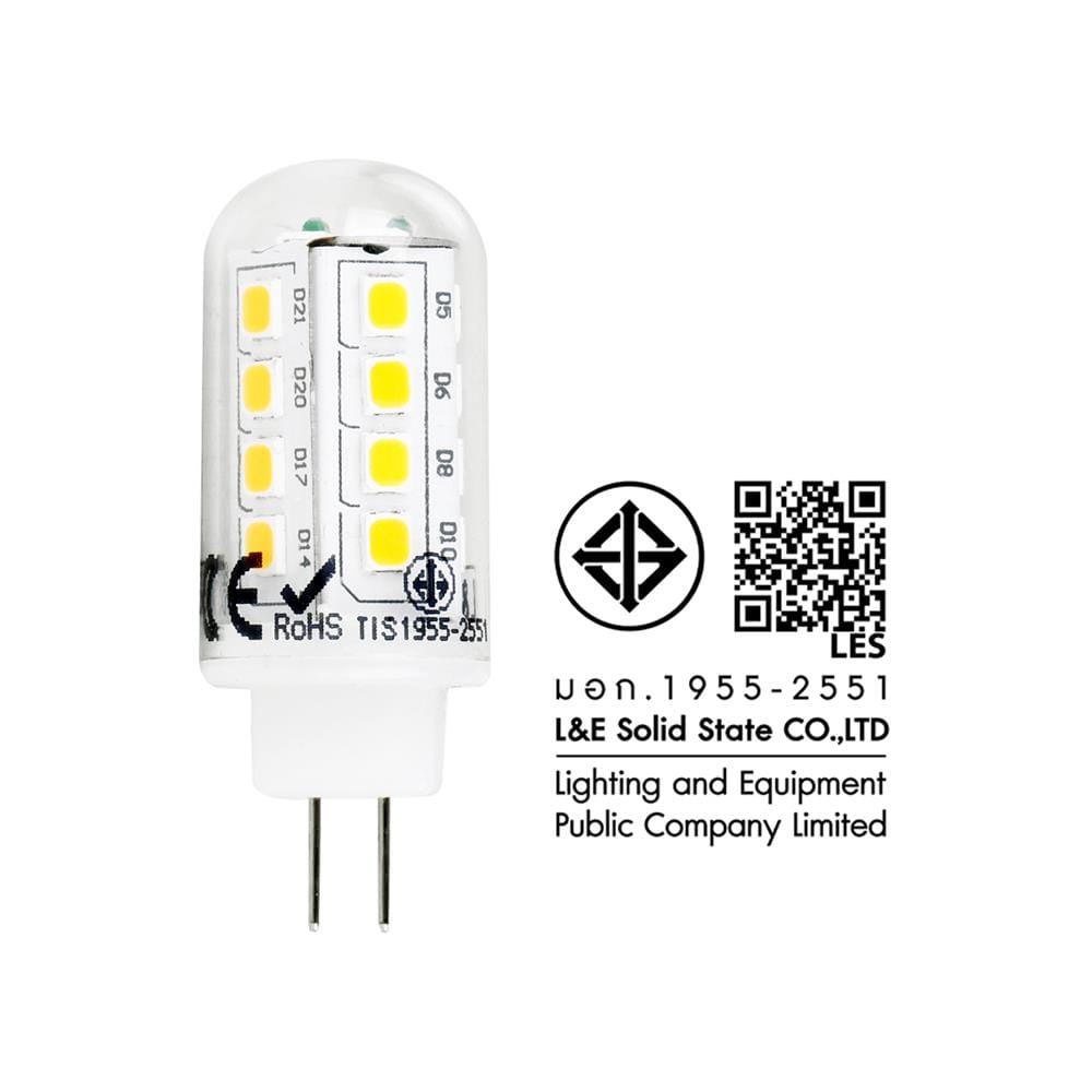 หลอด LED L&E AC/DC 2 วัตต์ G4 WARMWHITE