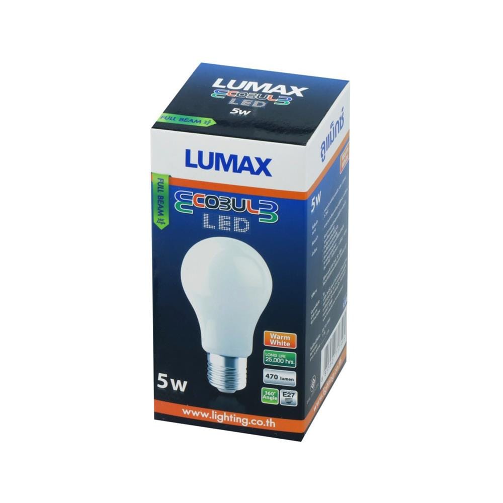 หลอด LED LUMAX A60 FULL BEAM 5 วัตต์ WARM WHITE E27