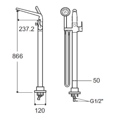ก๊อกผสมอ่างอาบตั้งพื้น AMERICAN STANDARD A-0516-710_1