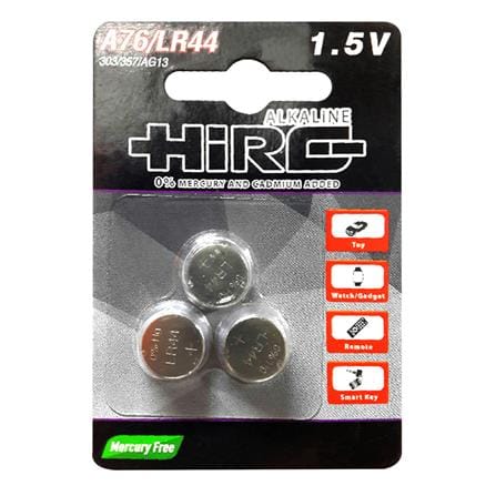 ถ่านเม็ดกระดุม HIRO A76/LR44 1.5V แพ๊ค 3 ก้อน_2