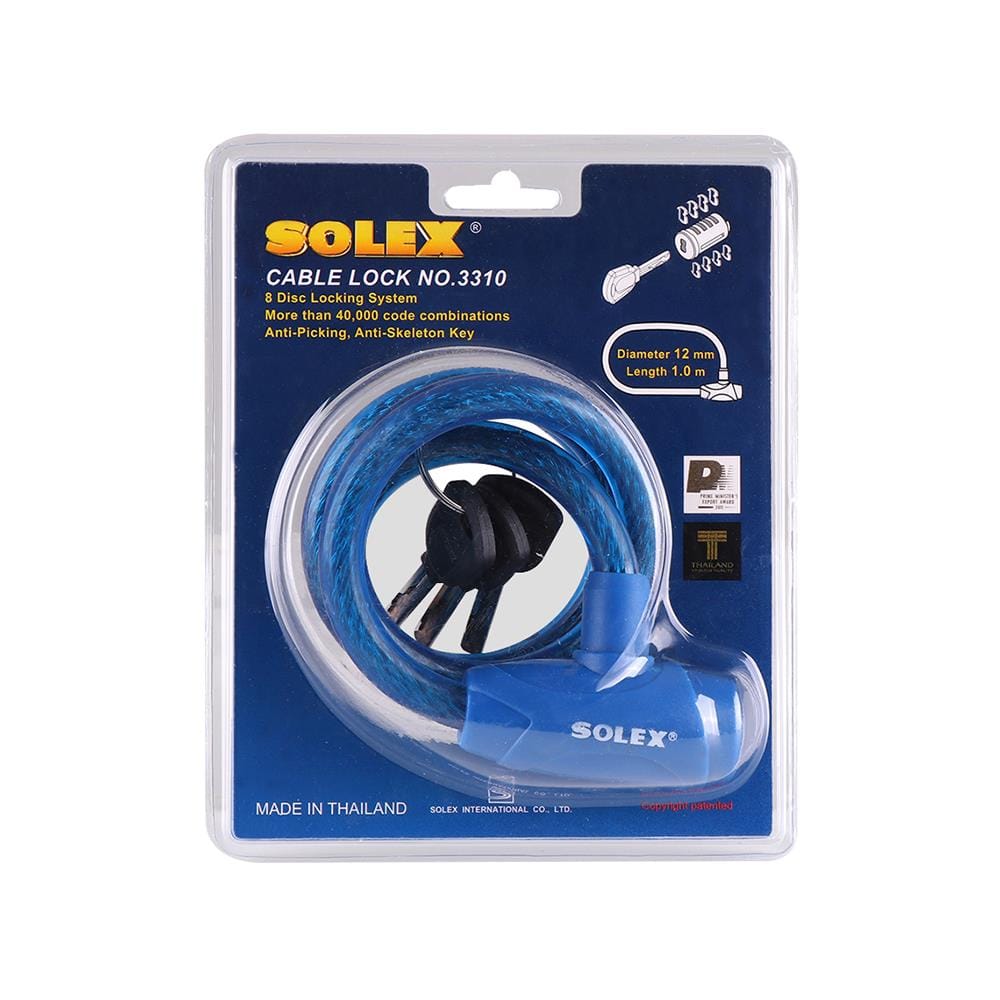 กุญแจจักรยาน SOLEX 3310 สีน้ำเงิน