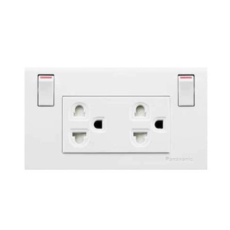 ชุดเต้ารับคู่พร้อมสวิตช์ควบคุม PANASONIC WEGP 1282 สีขาว_0