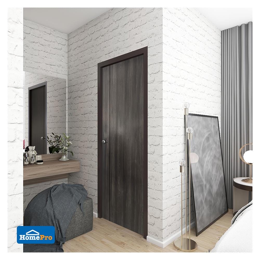 ประตูภายใน UPVC AZLE LT-05 80X200 ซม. สี DARK GREY เจาะลูกบิด