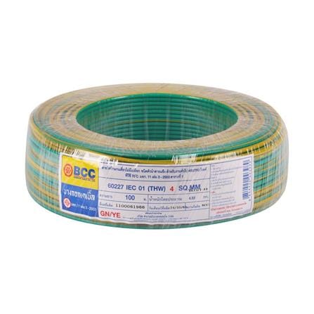 สายไฟ THW IEC01 BCC 1x4ตร.มม. 100 ม. สีเขียวคาดเหลือง_0