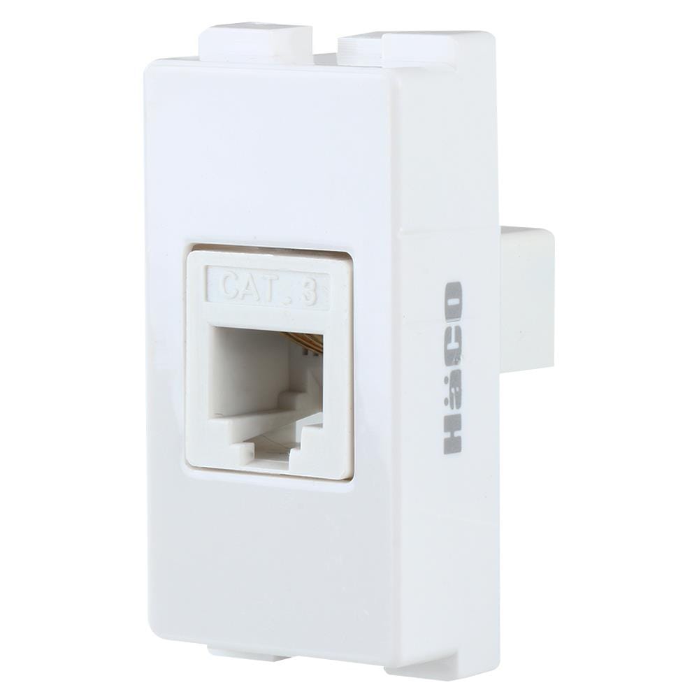 เต้ารับโทรศัพท์ HACO 6P/4C AP-P024 สีขาว
