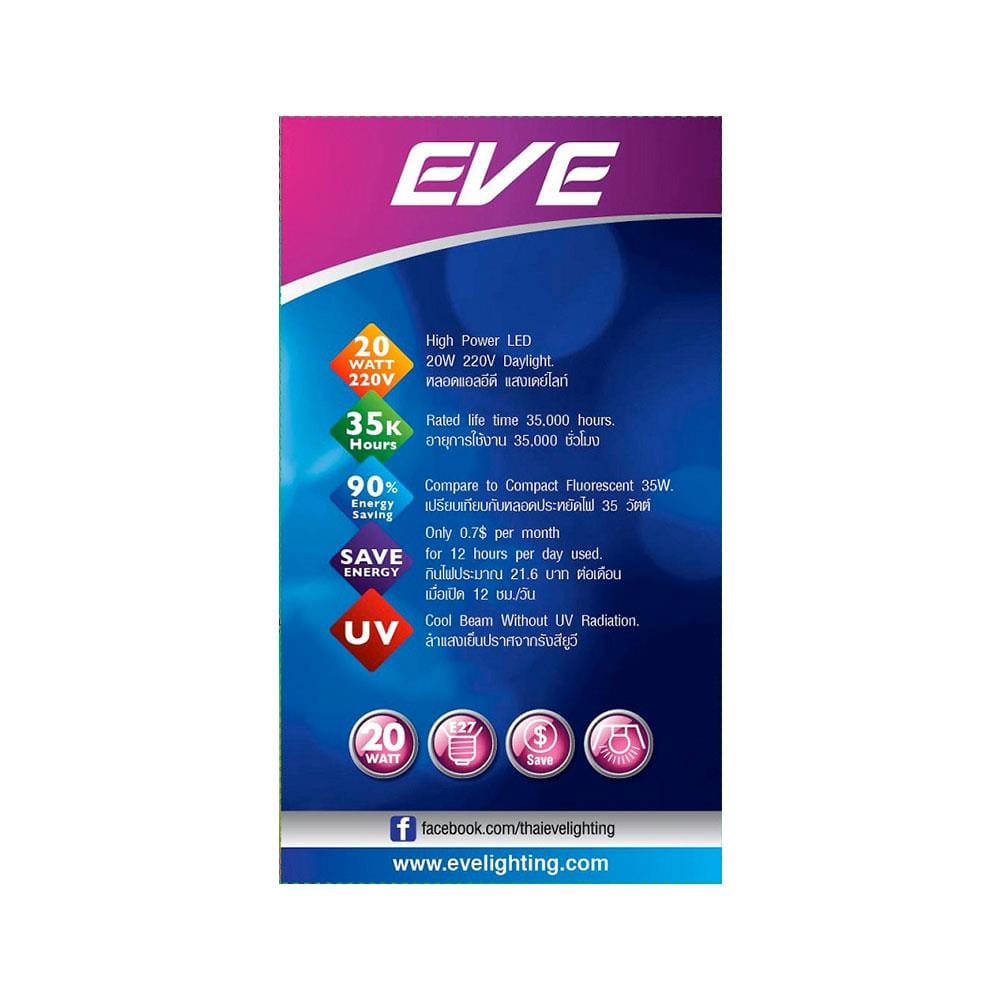 หลอด LED EVE HIGHTWATT SHOP BULB 20 วัตต์ E27 DAYLIGHT