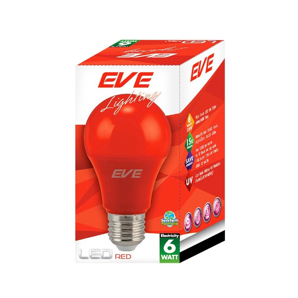 หลอด LED EVE A60 15000HR 6 วัตต์ สีแดง E27