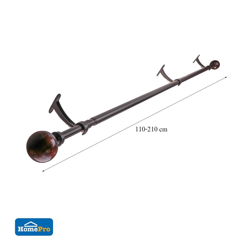 รางเหล็ก ยืดหด HOME LIVING STYLE WOOD BALL 110-210 ซม. สีน้ำตาล