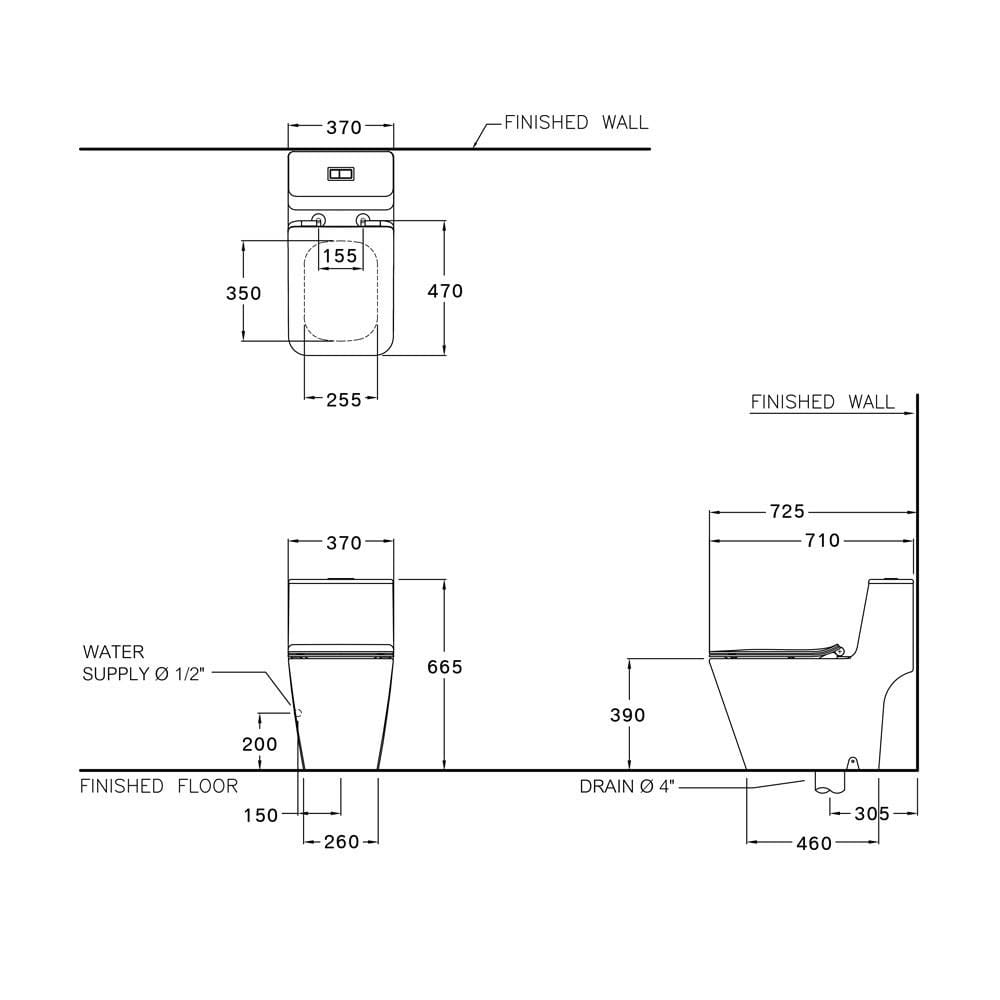 สุขภัณฑ์ 1 ชิ้น COTTO C10327 2.5/4 ลิตร สีขาว