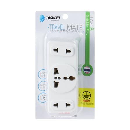 UNIVERSAL ADAPTER TOSHINO TW3-B 1-ROUND PIN 2-FLAT PIN WHITE_2