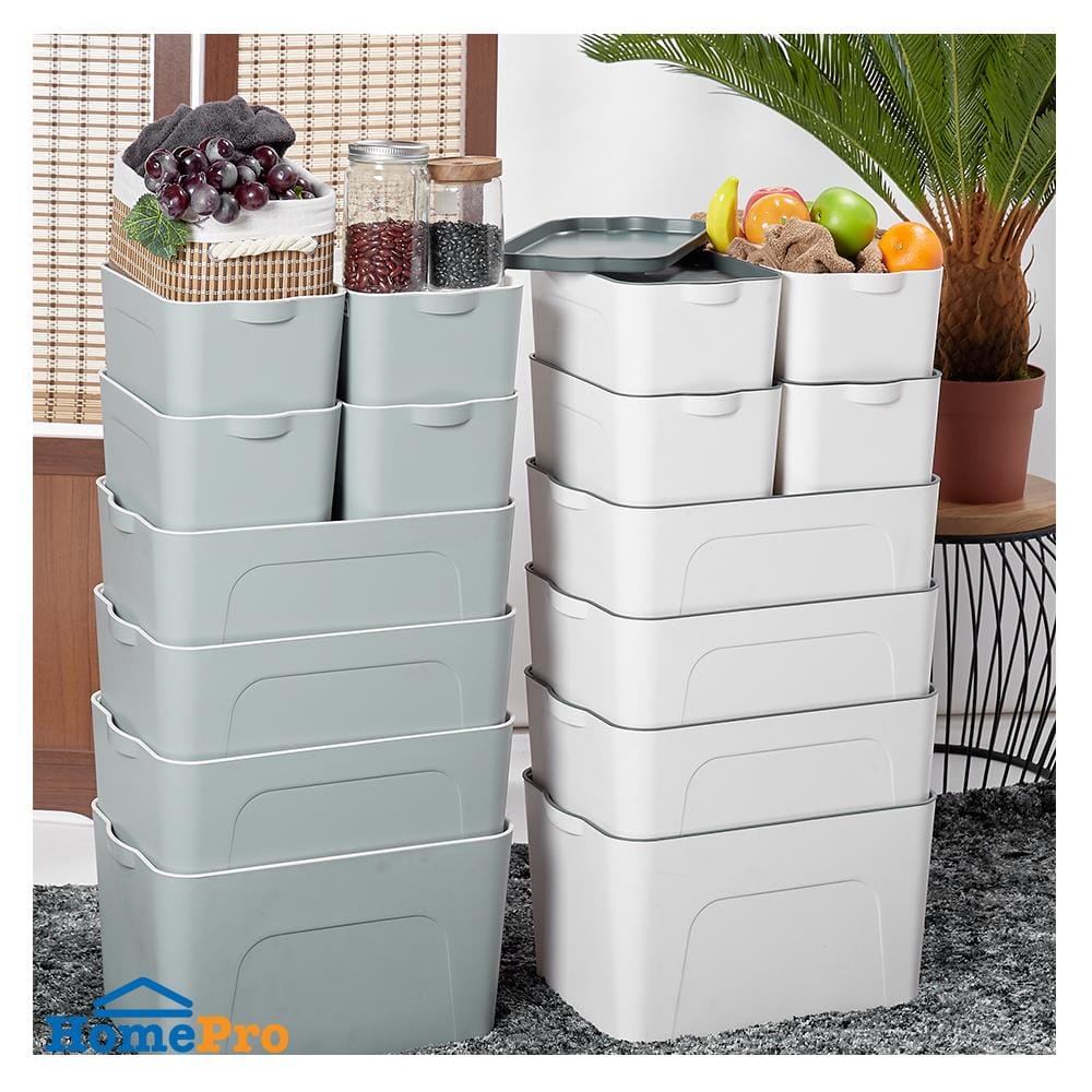 STORAGE BOX STACKO LARZE S 32X21X14CM WHITE/GRAY LID