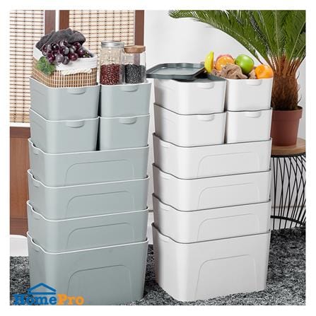 STORAGE BOX STACKO LARZE S 32X21X14CM WHITE/GRAY LID_4