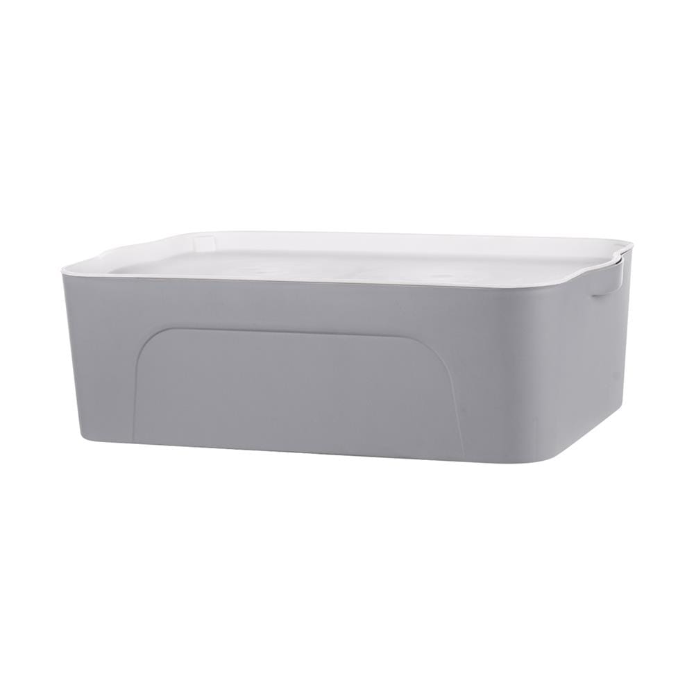 กล่องเก็บของ STACKO LARZE ไซส์ M 44.5x30x14 ซม. สีเทา ฝาขาว