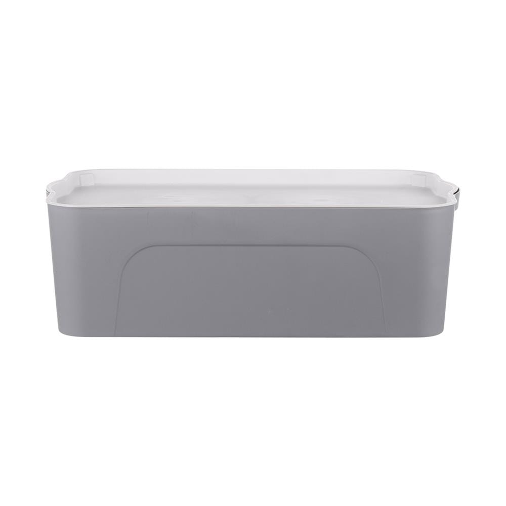 กล่องเก็บของ STACKO LARZE ไซส์ M 44.5x30x14 ซม. สีเทา ฝาขาว