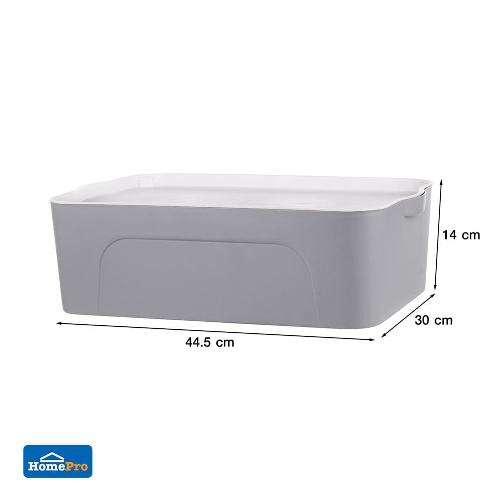 กล่องเก็บของ STACKO LARZE ไซส์ M 44.5x30x14 ซม. สีเทา ฝาขาว