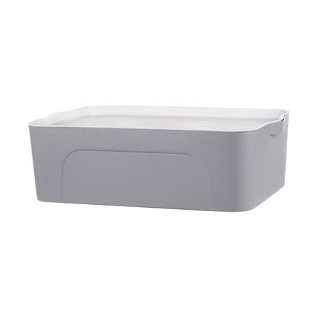 กล่องเก็บของ STACKO LARZE ไซส์ M 44.5x30x14 ซม. สีเทา ฝาขาว_0